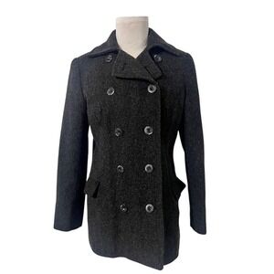 New York & Company Women's Wool Blend Double Breasted Pea Coat Charcoal Size 4